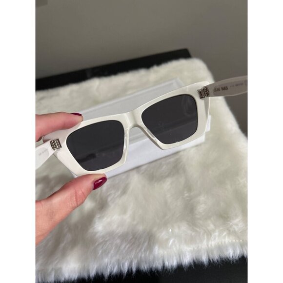 Celine CL40187I Acetate Cat Eye Sunglasses White Beige Womens Size OS - Picture 10 of 11